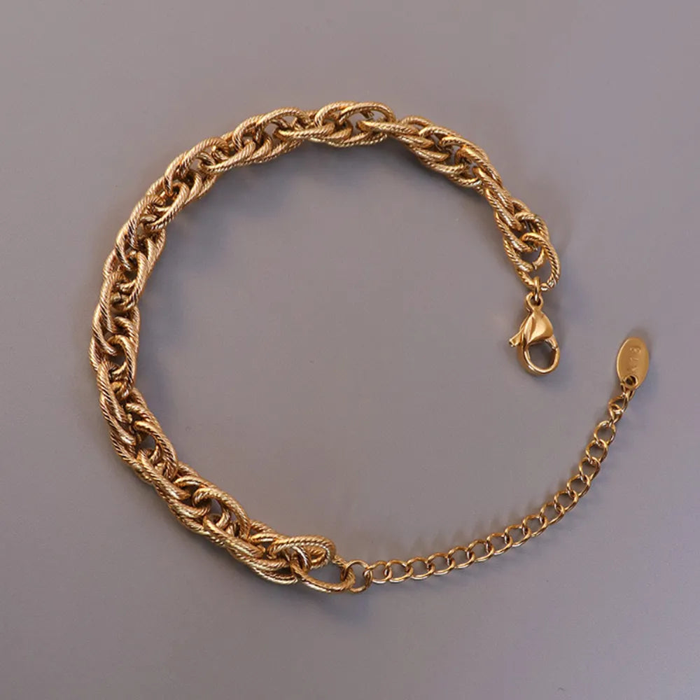 Bracelet Chaîne en Acier Titane doré