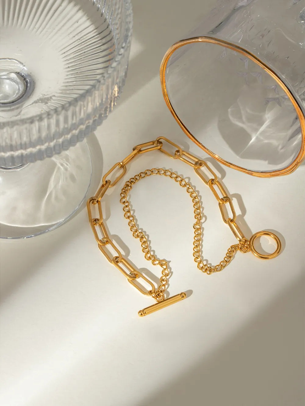 Bracelet Chaîne en Acier Inoxydable Plaqué Or 18K