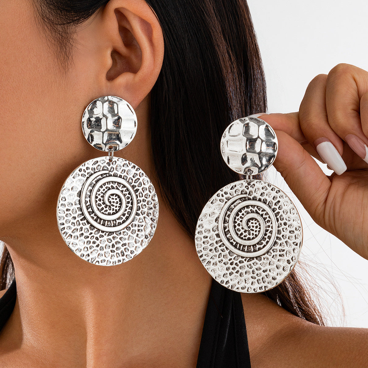 Boucles d’oreilles Design spirale & pendentifs cœur irréguliers