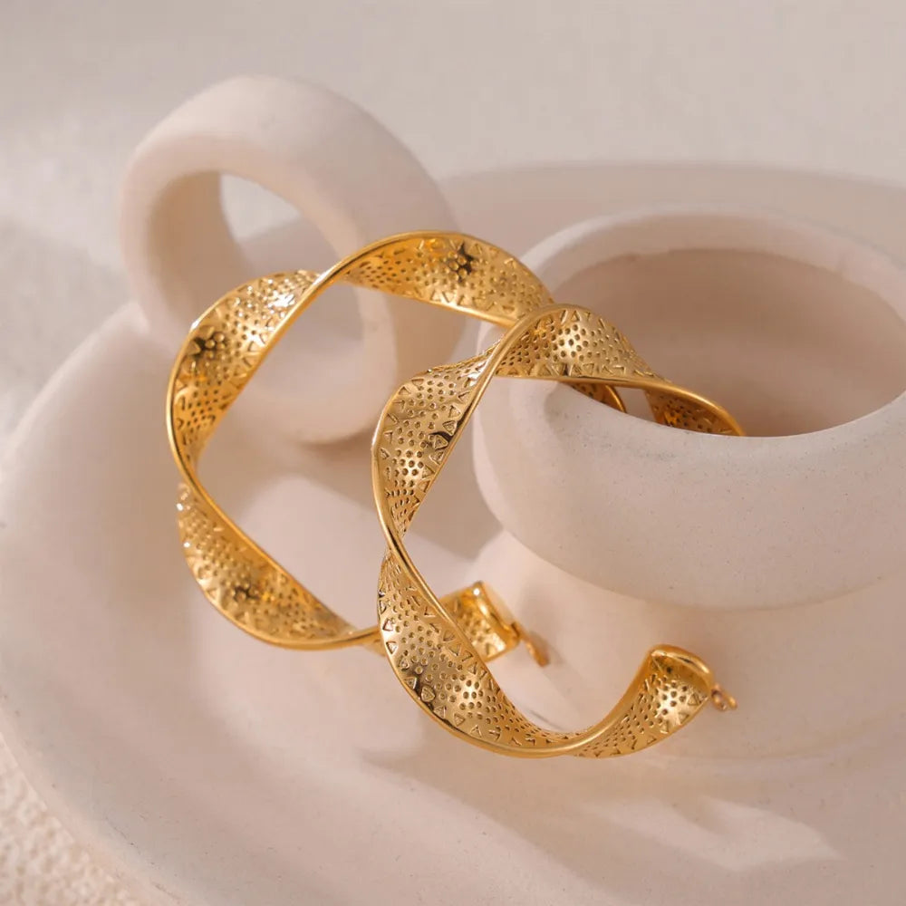 Boucles d’oreilles torsadées en Acier Titane