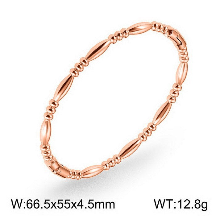 Bracelet design Bambou en Acier Inoxydable  Plaqué or 18K ou argenté