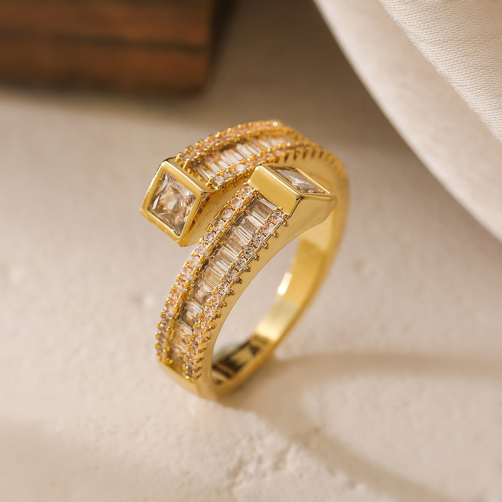 Bague de luxe Design géométrique ajustable