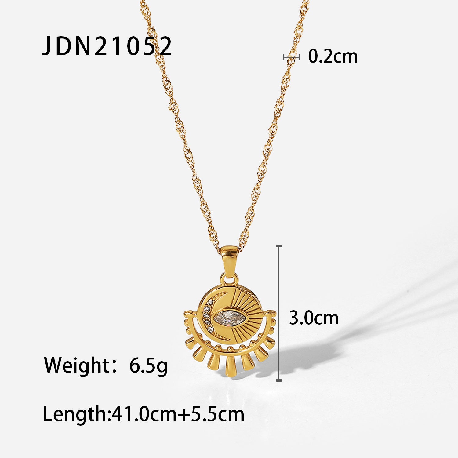 Collier en Acier Inoxydable pendentif œil ovale en Zircon