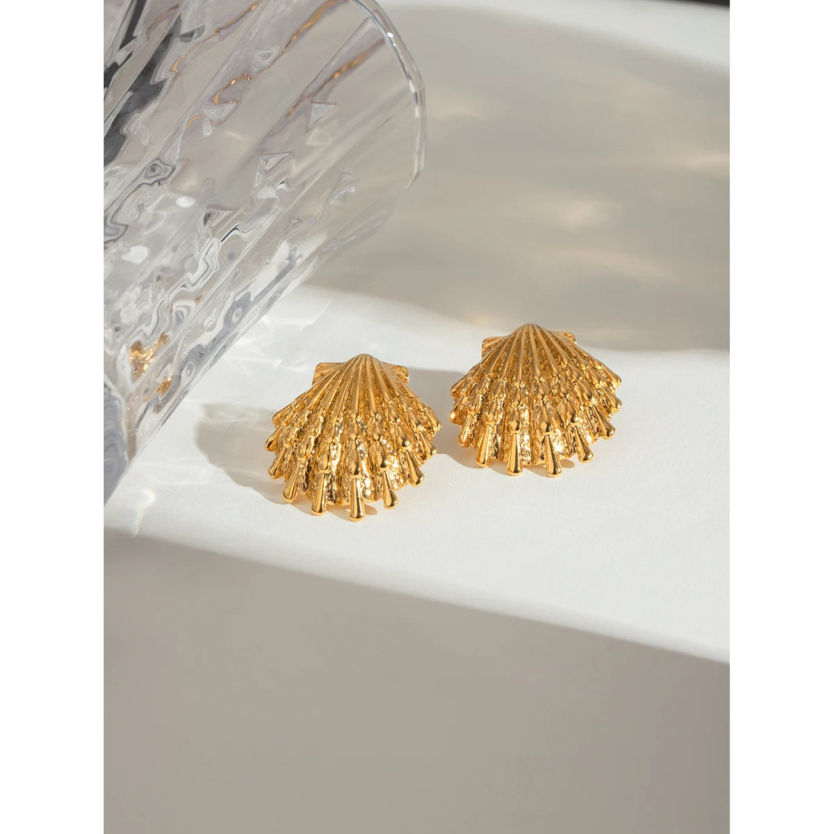 Boucles d’oreilles Coquillage en Acier Inoxydable plaqué Or 18K