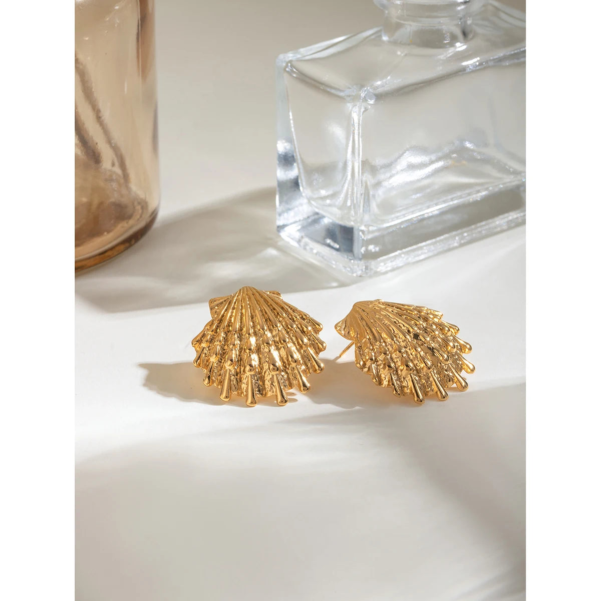 Boucles d’oreilles Coquillage en Acier Inoxydable plaqué Or 18K