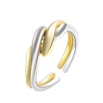 Bague ouverte en Argent S925 Design ondulé effet vague