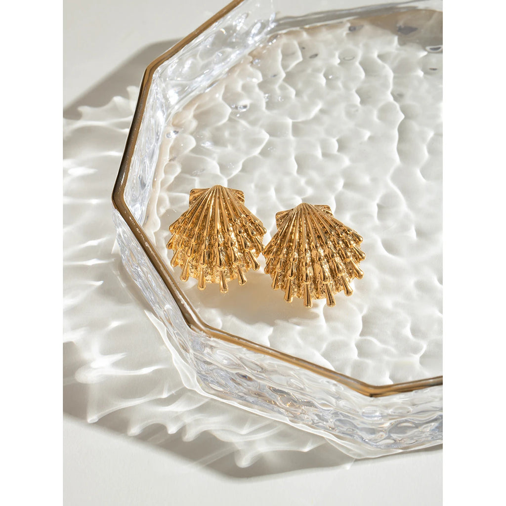 Boucles d’oreilles Coquillage en Acier Inoxydable plaqué Or 18K