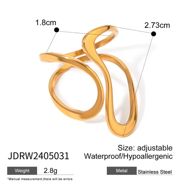Bague en Acier Inoxydable 18K Design irrégulier et moderne