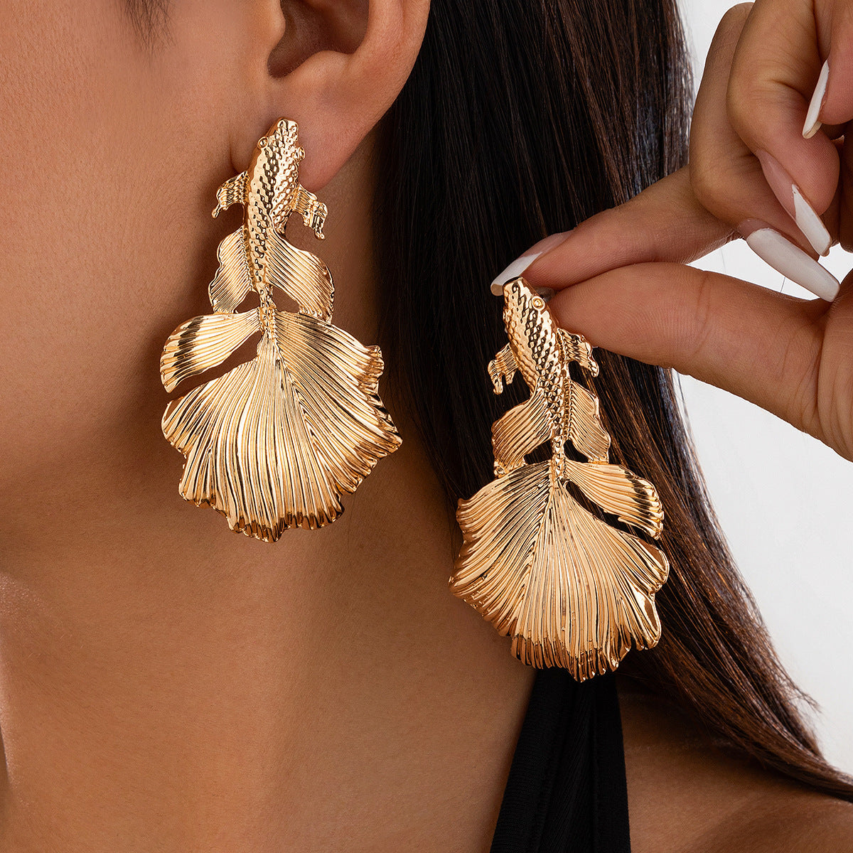 Boucles d’oreilles Design spirale & pendentifs cœur irréguliers
