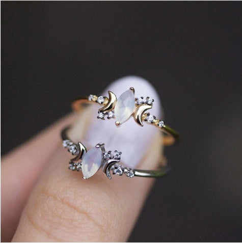 Bague vintage géométrique avec Pierre de Lune