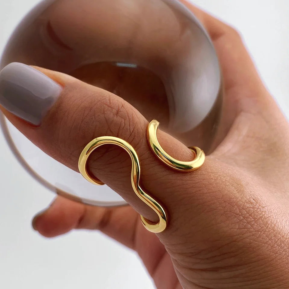 Bague en Acier Inoxydable 18K Design irrégulier et moderne