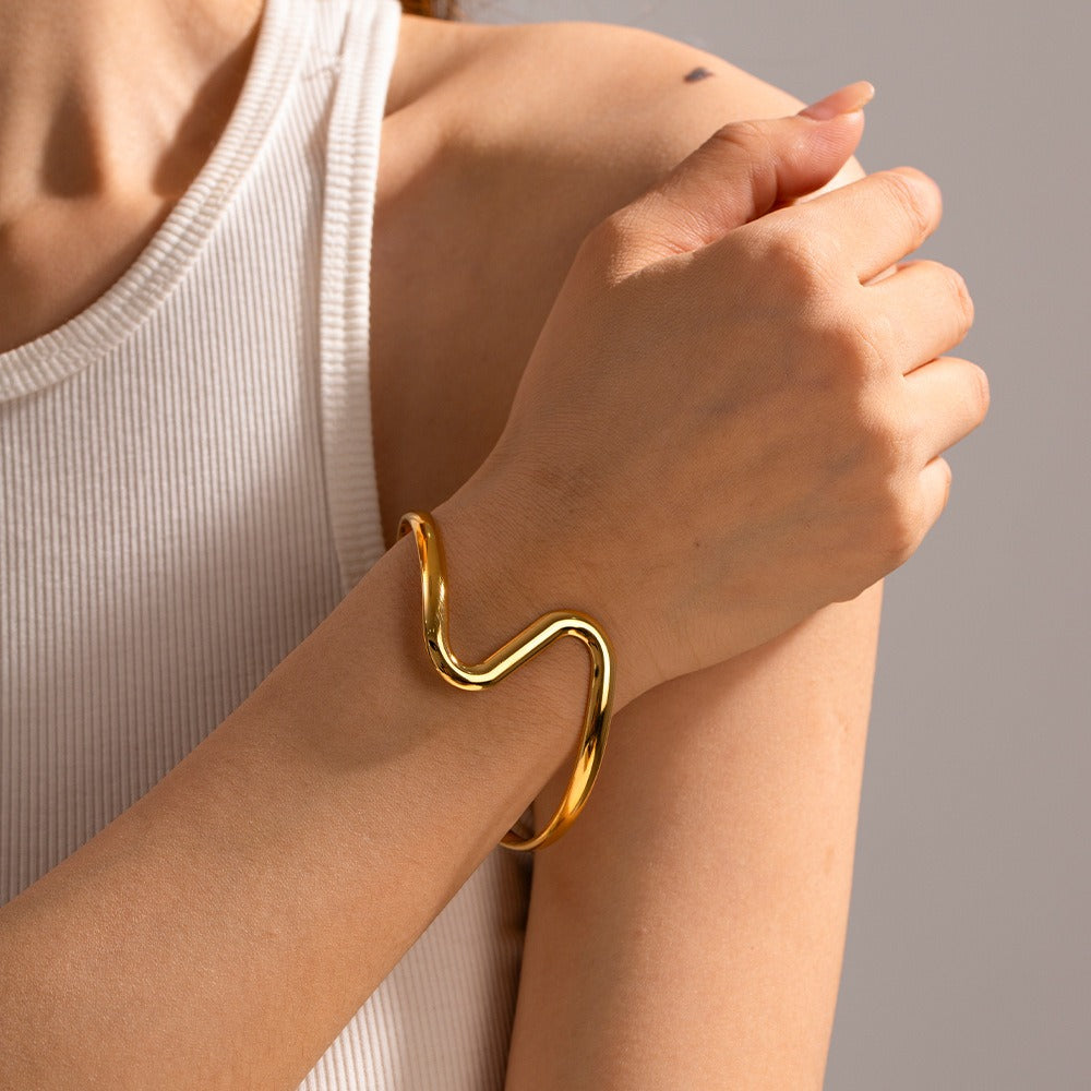 Bracelet en Acier Titane Design courbé en S