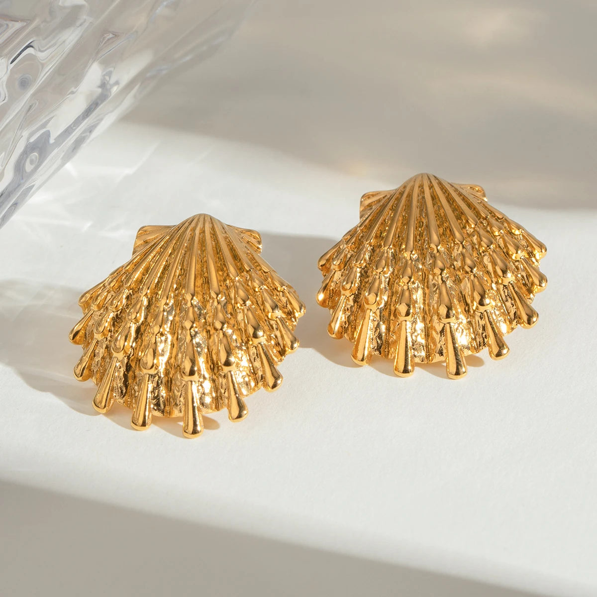 Boucles d’oreilles Coquillage en Acier Inoxydable plaqué Or 18K