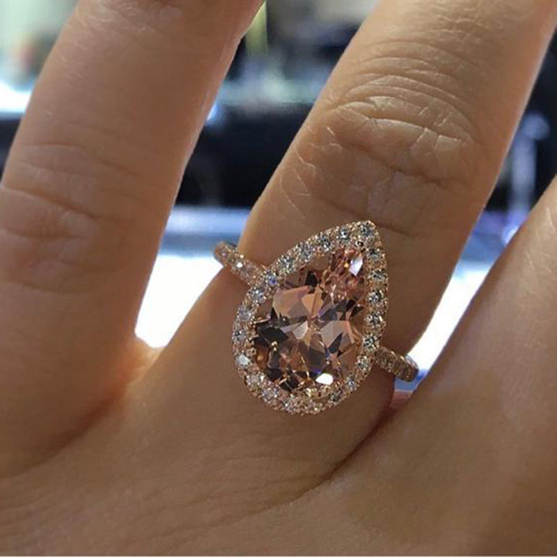 Bague élégante en Zircon Cubique Cristal champagne & finition Or rose