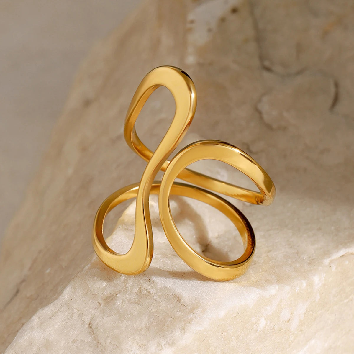 Bague en Acier Inoxydable 18K Design irrégulier et moderne