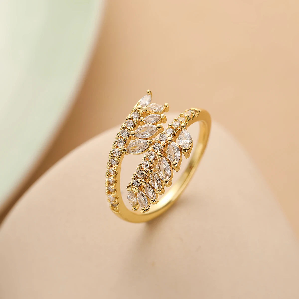 Bague ouverte géométrique Épi de Blé