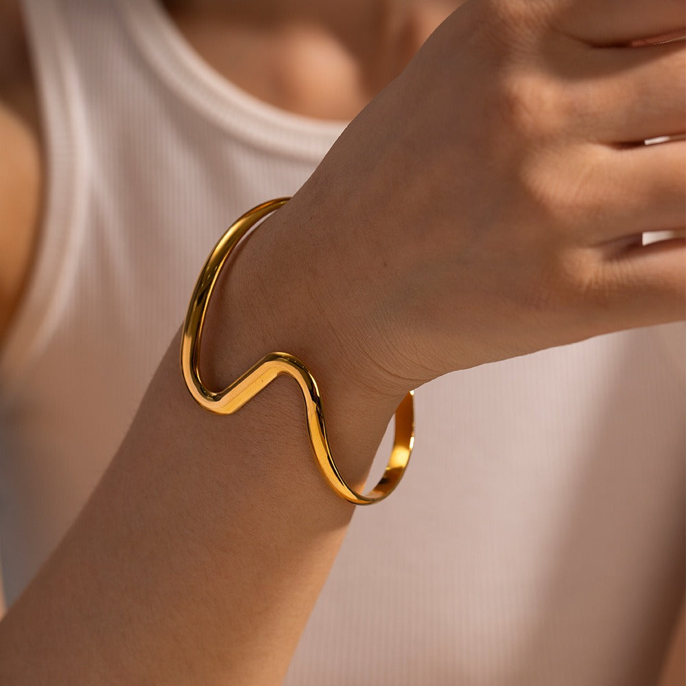 Bracelet en Acier Titane Design courbé en S
