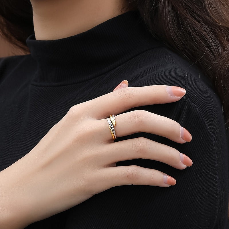 Bague ouverte en Argent S925 Design ondulé effet vague