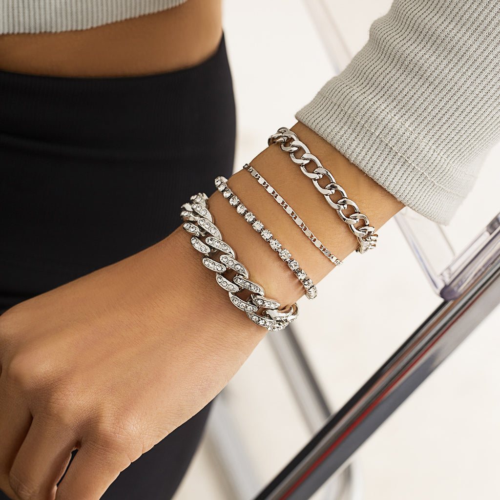 Bracelet chaîne serpent rétro – Style audacieux avec strass