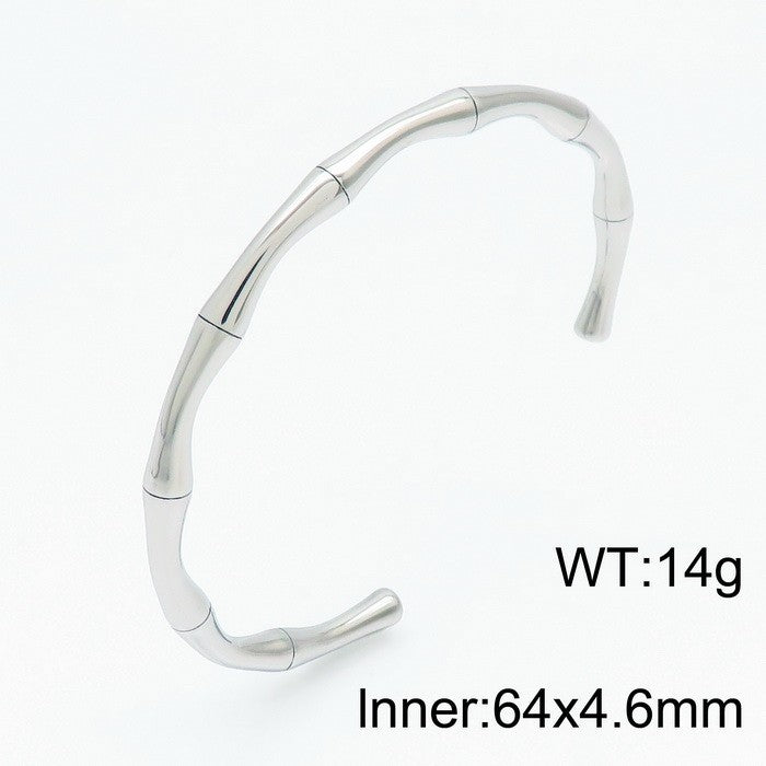 Bracelet design Bambou en Acier Inoxydable  Plaqué or 18K ou argenté