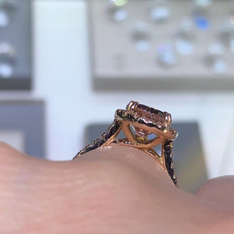 Bague élégante en Zircon Cubique Cristal champagne & finition Or rose
