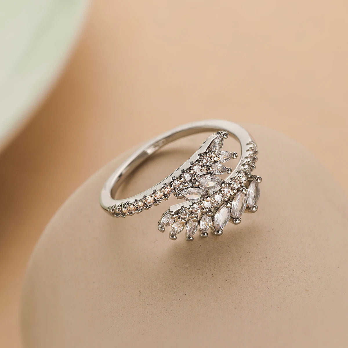 Bague ouverte géométrique Épi de Blé