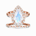 Bague en Argent 925 sertie de Zircon et Pierre de Lune