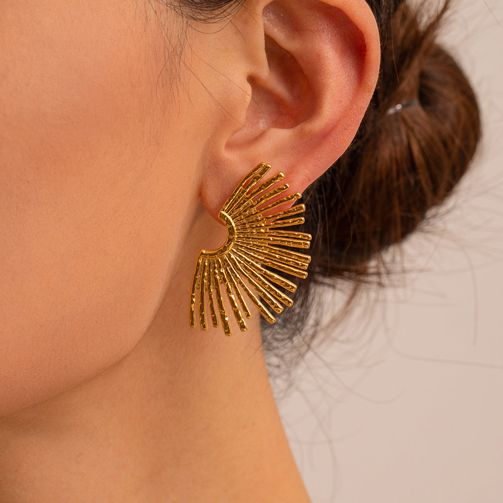 Demi-boucles d’oreilles Tournesol en Acier Inoxydable