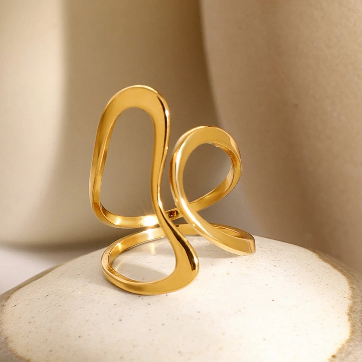 Bague en Acier Inoxydable 18K Design irrégulier et moderne