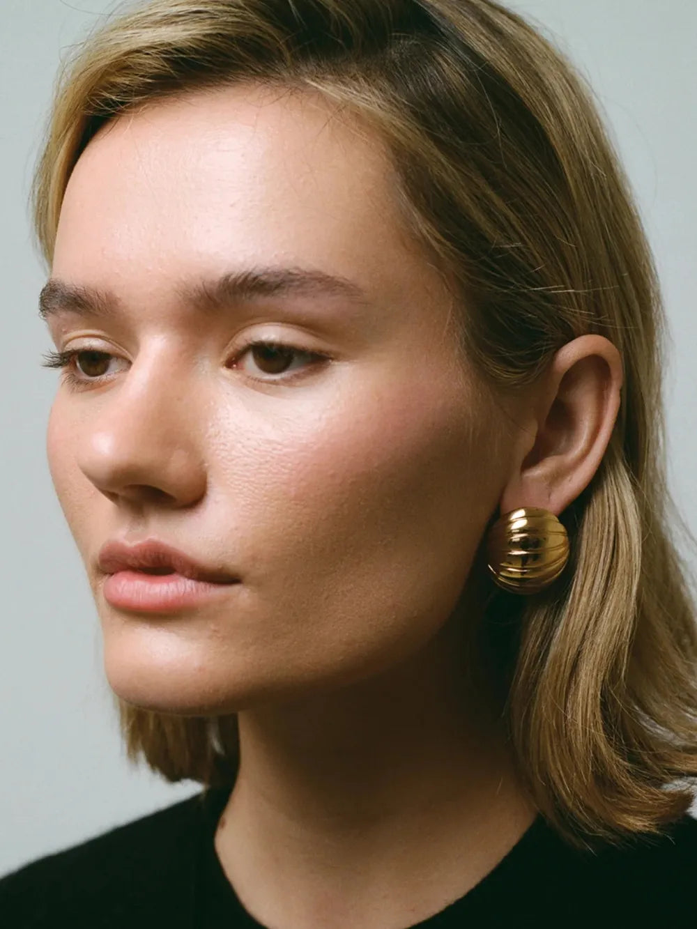 Boucles d’oreilles nervurées en Acier Inoxydable Plaqué Or 18K
