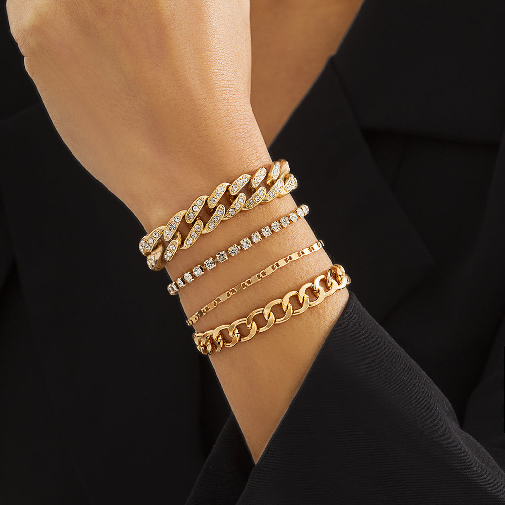 Bracelet chaîne serpent rétro – Style audacieux avec strass
