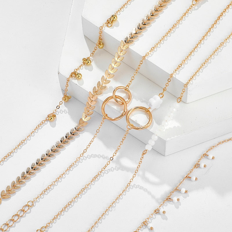 Ensemble de 6 bracelets Bohèmes dorés