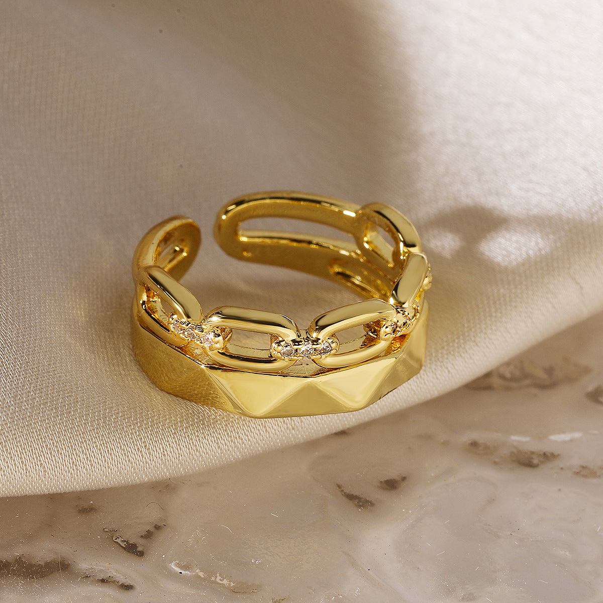 Bague de luxe Design géométrique ajustable