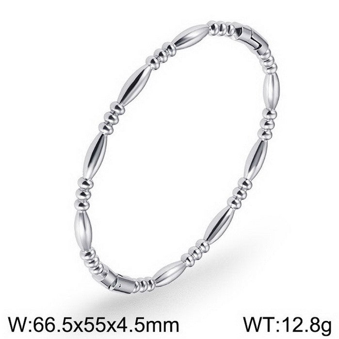 Bracelet design Bambou en Acier Inoxydable  Plaqué or 18K ou argenté