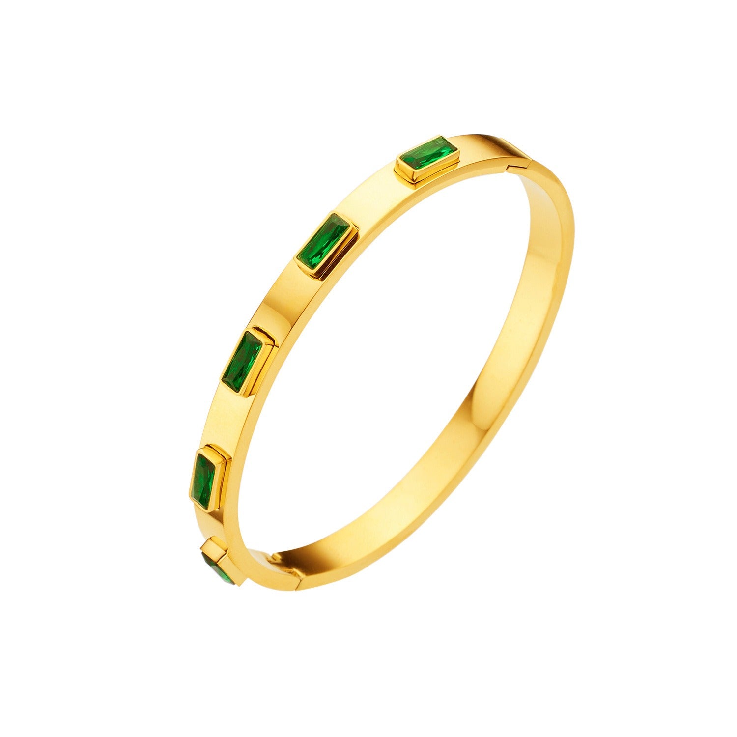 Bracelet en Acier Titane plaqué Or 18K Orné de Zircon