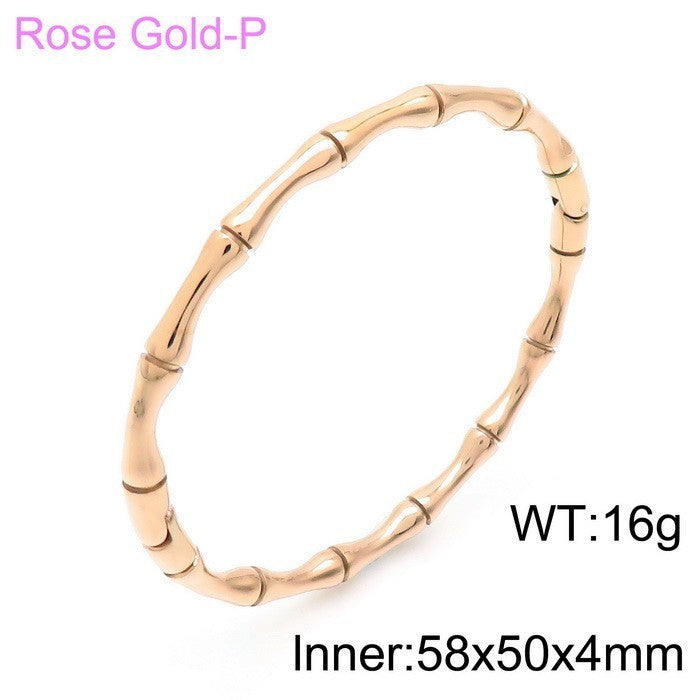 Bracelet design Bambou en Acier Inoxydable  Plaqué or 18K ou argenté