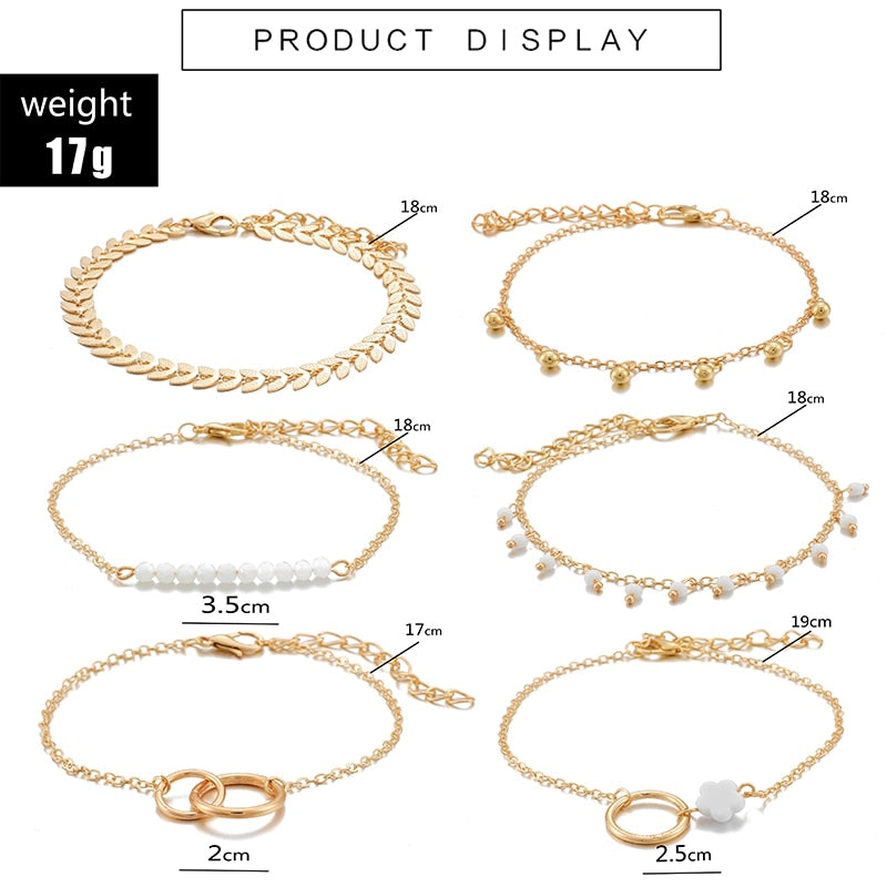 Ensemble de 6 bracelets Bohèmes dorés