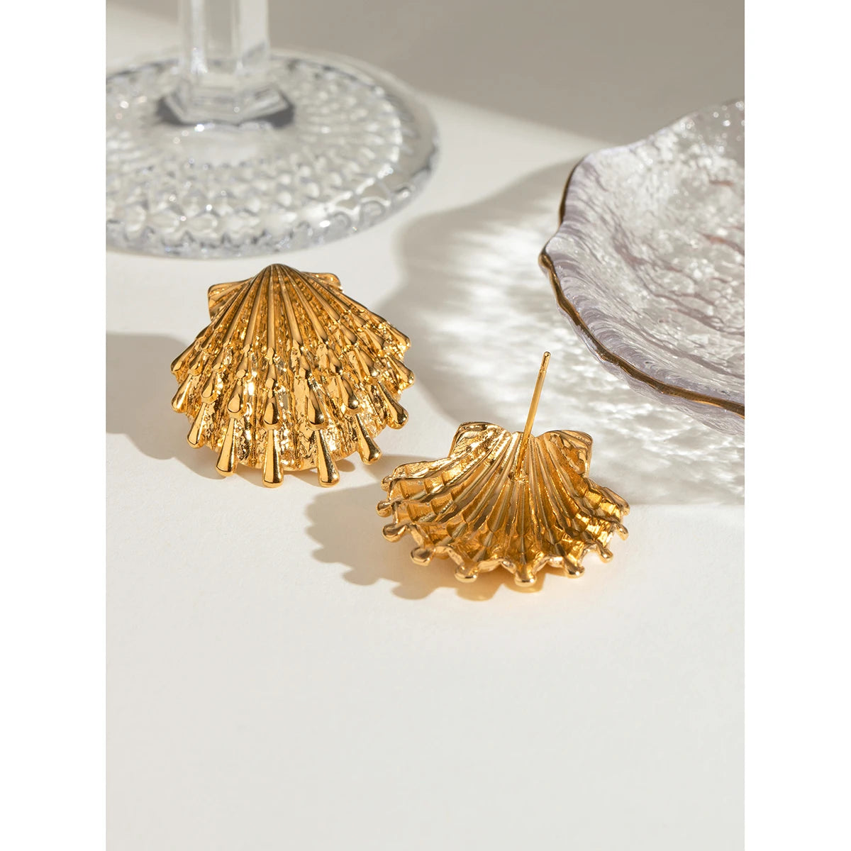 Boucles d’oreilles Coquillage en Acier Inoxydable plaqué Or 18K