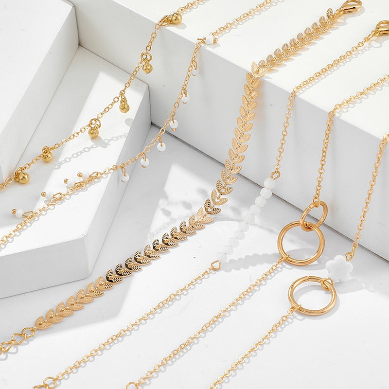 Ensemble de 6 bracelets Bohèmes dorés