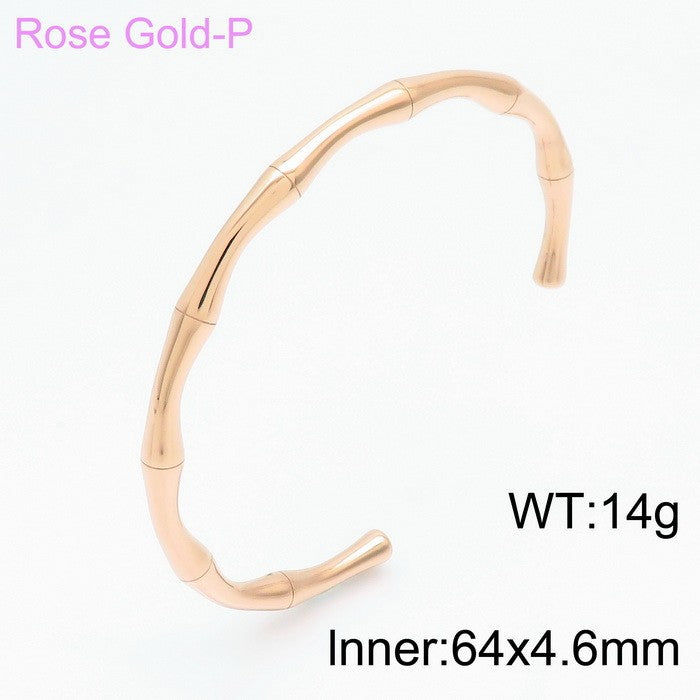 Bracelet design Bambou en Acier Inoxydable  Plaqué or 18K ou argenté