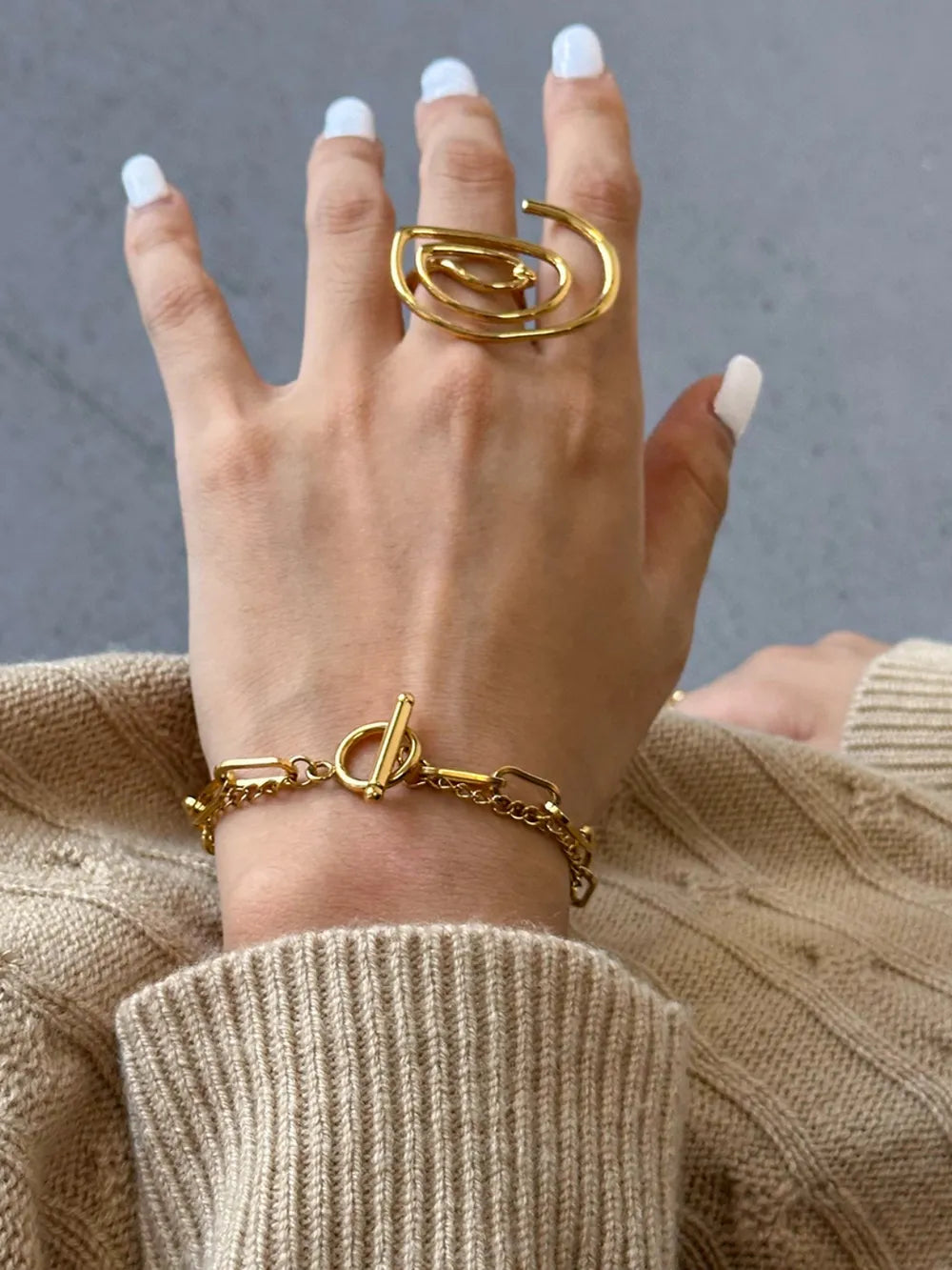Bracelet Chaîne en Acier Inoxydable Plaqué Or 18K