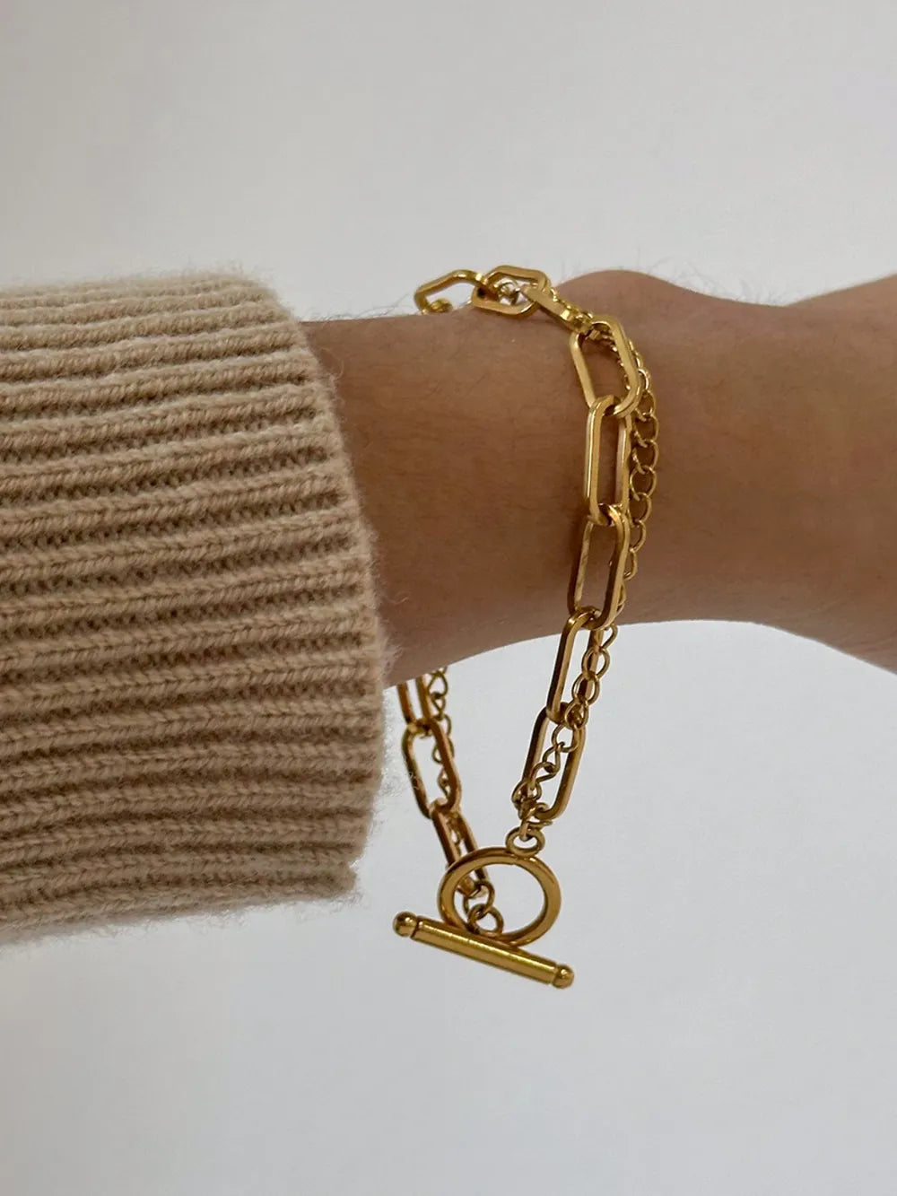 Bracelet Chaîne en Acier Inoxydable Plaqué Or 18K