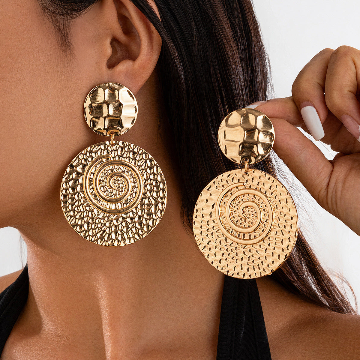 Boucles d’oreilles Design spirale & pendentifs cœur irréguliers