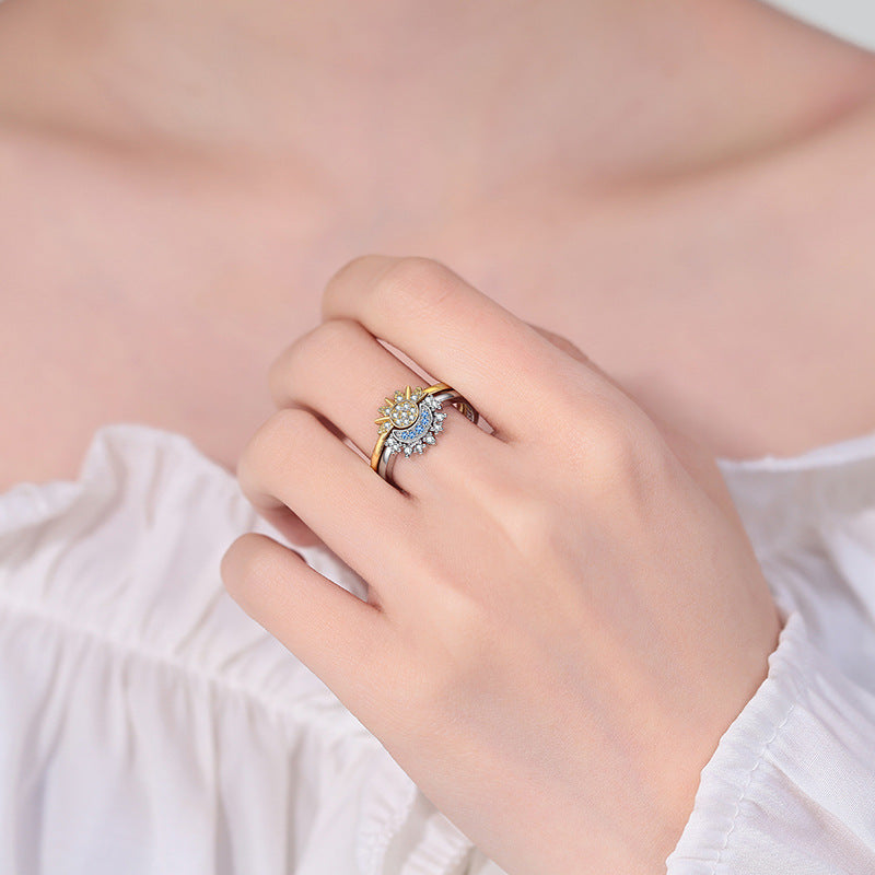 Bague ajustable Soleil & Lune Design simple et symbolique