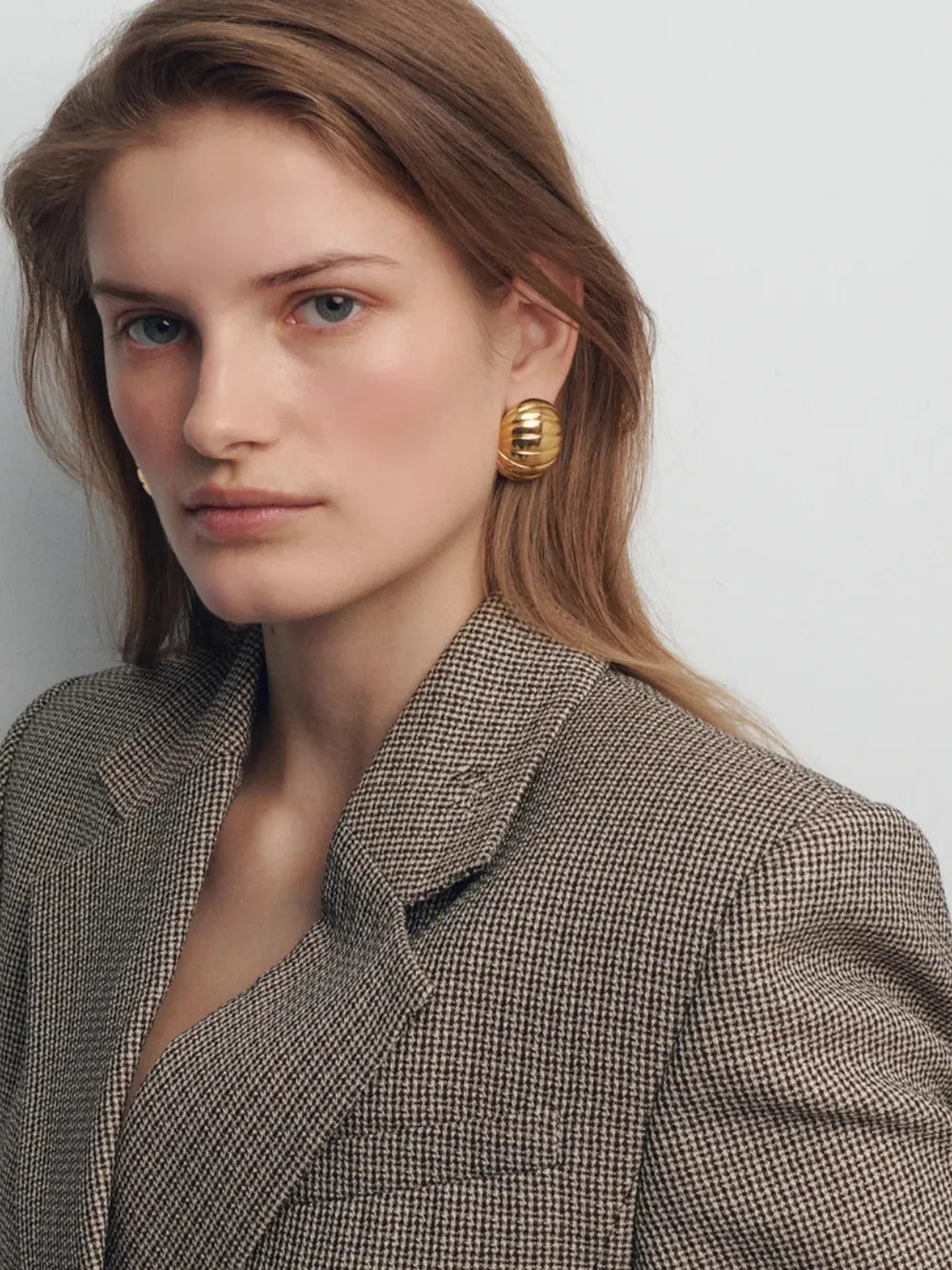 Boucles d’oreilles nervurées en Acier Inoxydable Plaqué Or 18K