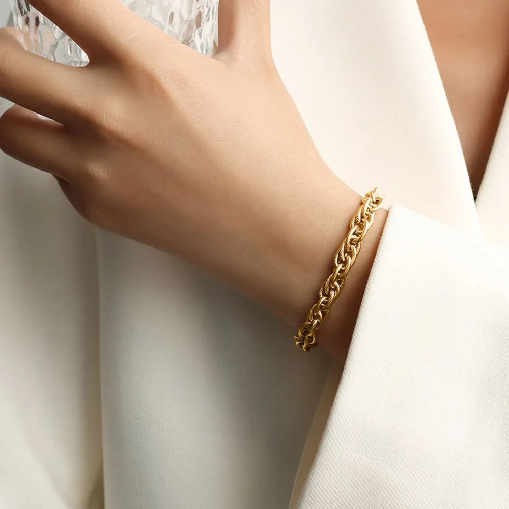 Bracelet Chaîne en Acier Titane doré