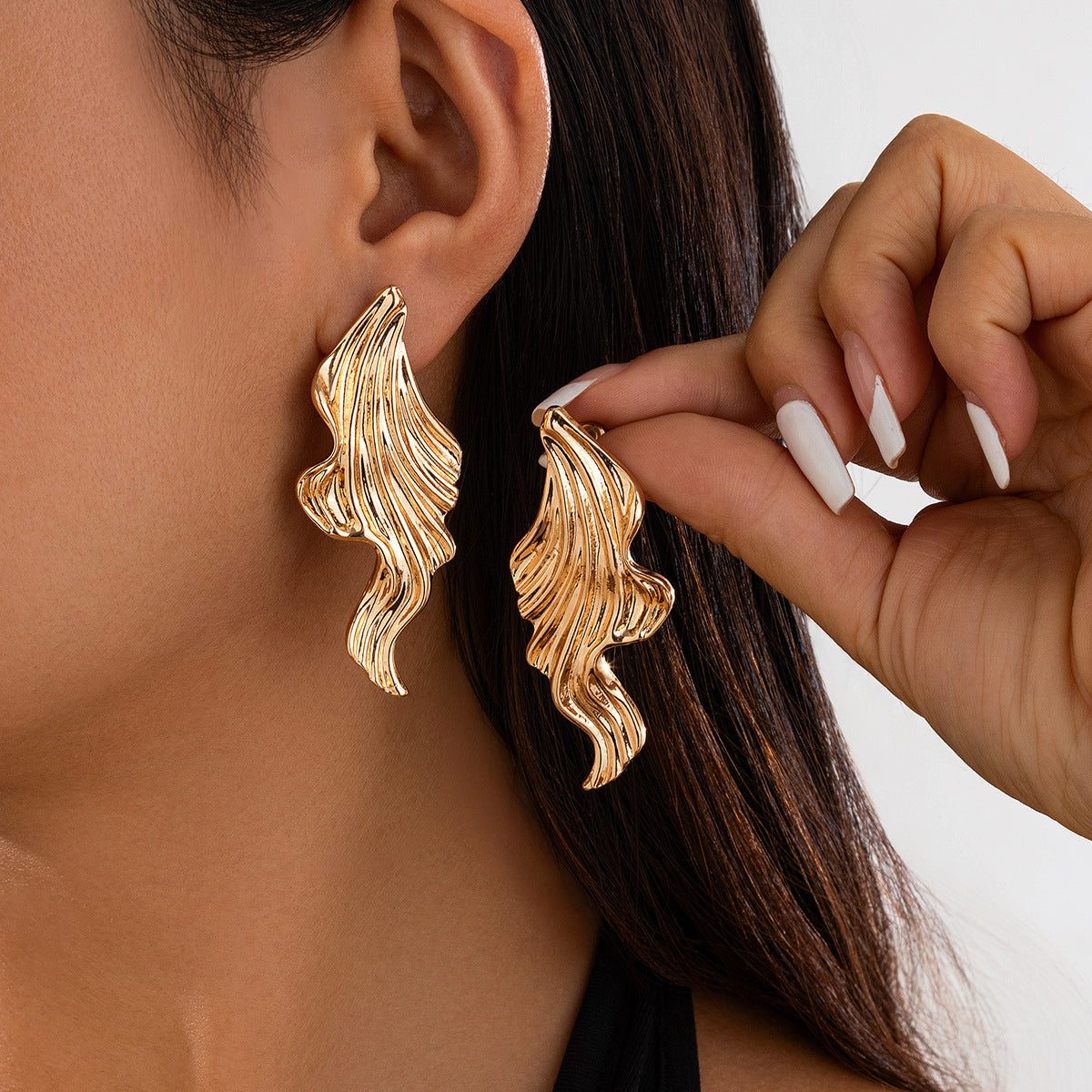 Boucles d’oreilles Design spirale & pendentifs cœur irréguliers