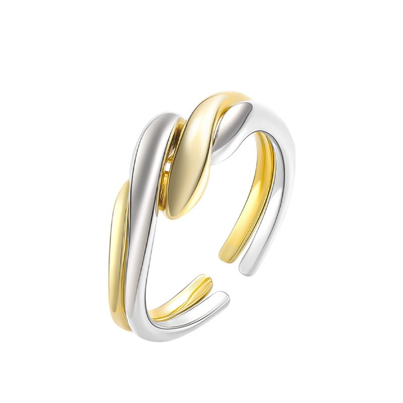 Bague ouverte en Argent S925 Design ondulé effet vague