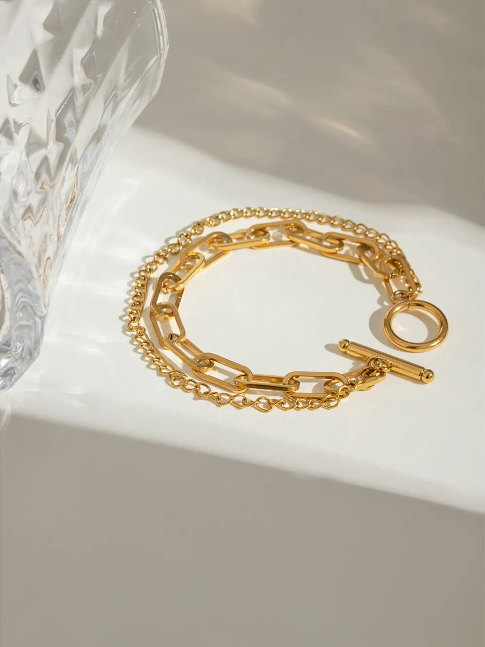 Bracelet Chaîne en Acier Inoxydable Plaqué Or 18K
